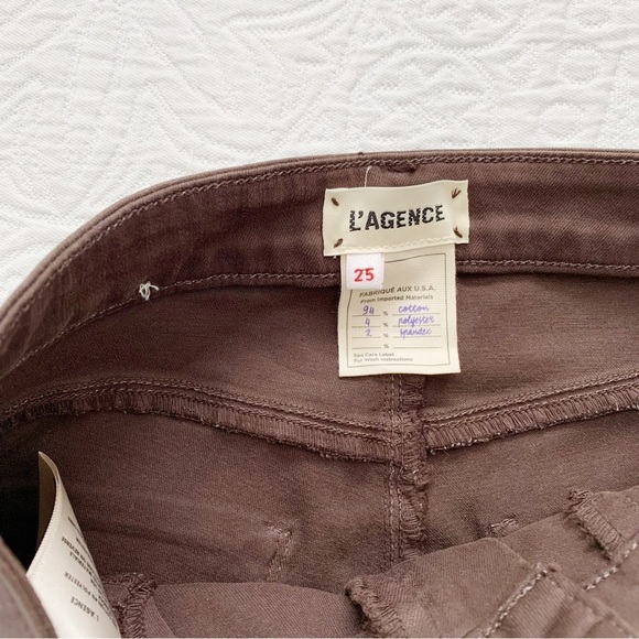 L'AGENCE Margot Skinny High Rise Jeans, Cocoa Coated - Picture 9 of 10